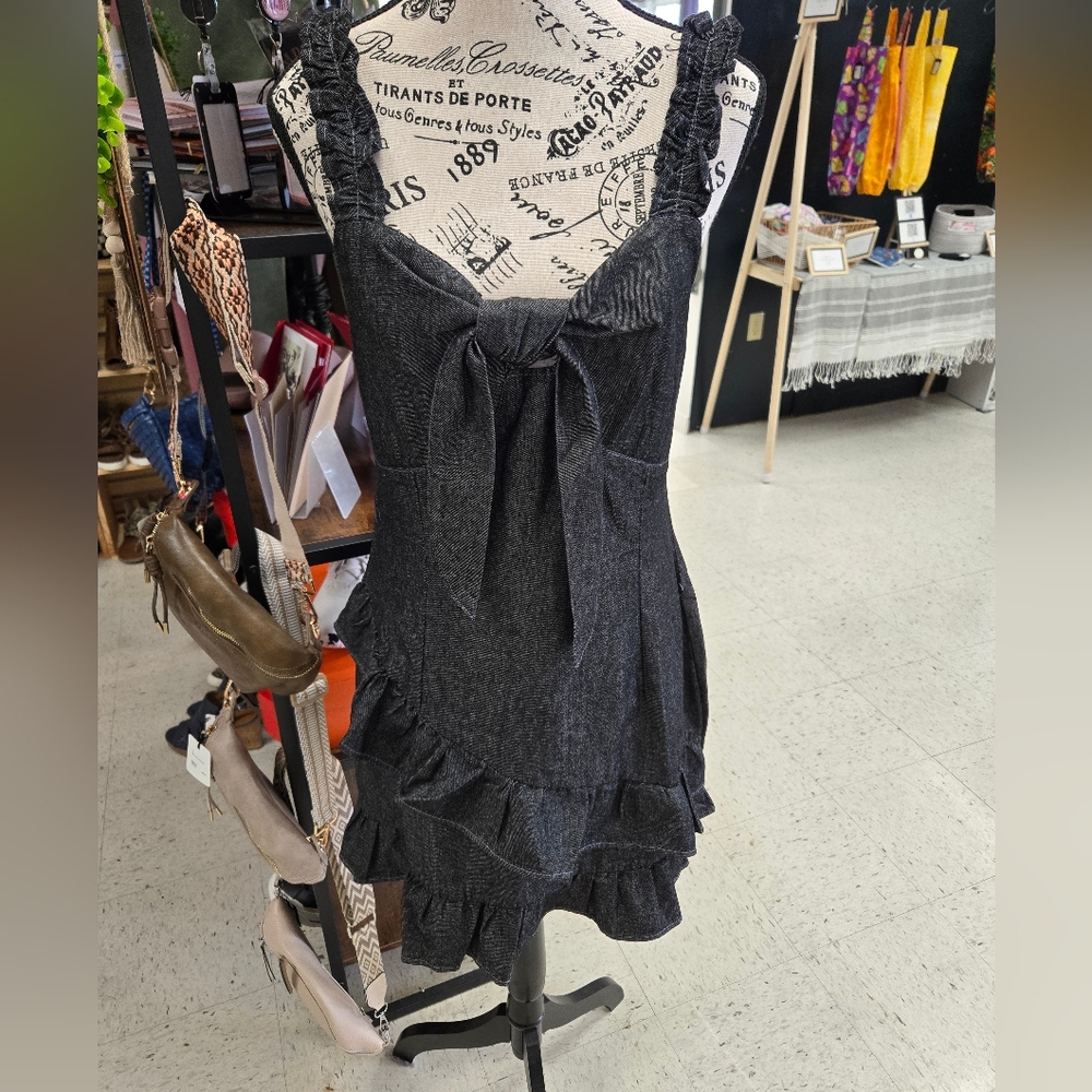 Black Faux Denim Dress